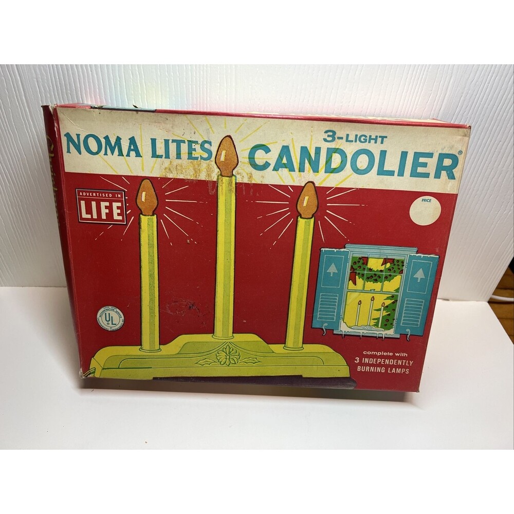 Vtg NOMA Christmas 3 Light Candolier CandleSticks Candelabra